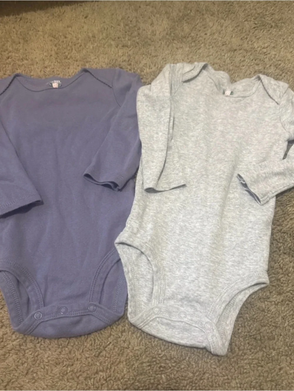Carter's Long-Sleeve One-Piece Bodysuits in Navy and Heather Gray